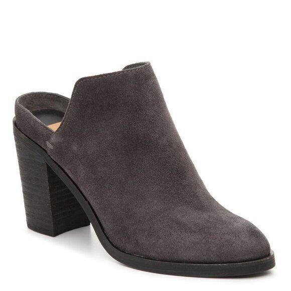 DOLCE VITA SELENE MULE DARK GRAY LEATHER SUEDE HEELED SHOES WOMENS‎ SIZE 10M - Picture 1 of 6